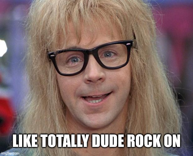 GARTH | LIKE TOTALLY DUDE ROCK ON | image tagged in garth | made w/ Imgflip meme maker