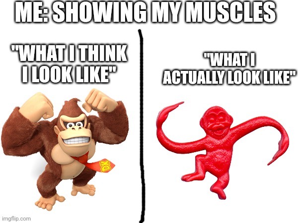Me Showing my muscles look like | image tagged in donkey kong | made w/ Imgflip meme maker