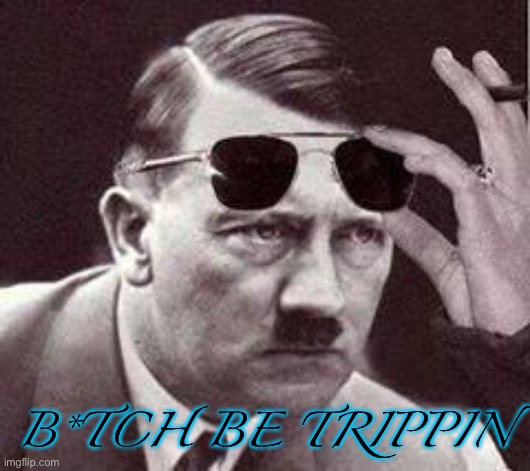 hitler sunglasses | B*TCH BE TRIPPIN | image tagged in hitler sunglasses | made w/ Imgflip meme maker