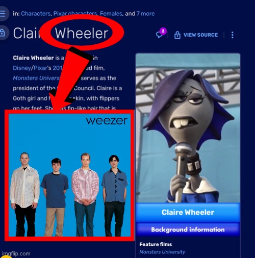 Weezer | image tagged in blank white template,monsters inc | made w/ Imgflip meme maker