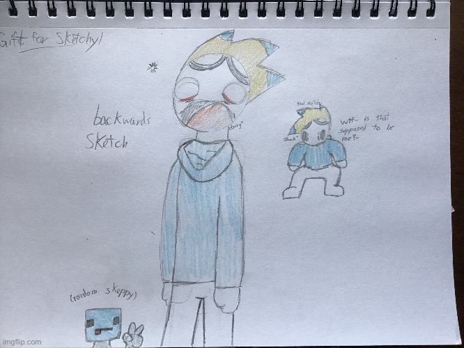 Random idea for sketchy I drew at school today- it’s sketchy but the sweater and hair are backwards. | image tagged in sketcheh | made w/ Imgflip meme maker