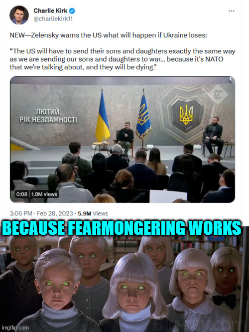 BECAUSE FEARMONGERING WORKS | image tagged in liberal npc | made w/ Imgflip meme maker
