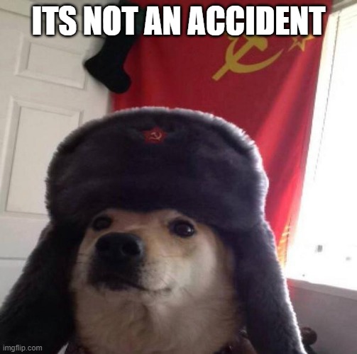 Russian Doge | ITS NOT AN ACCIDENT | image tagged in russian doge | made w/ Imgflip meme maker