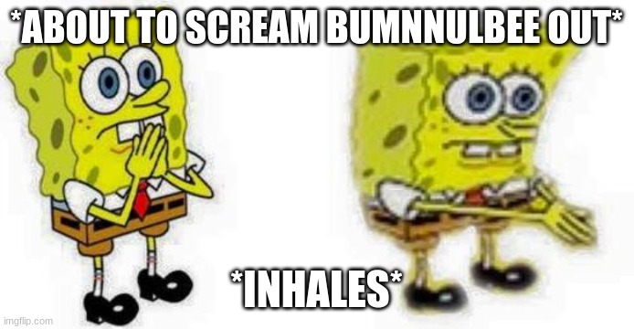 Spongebob *Inhale* Boi | *ABOUT TO SCREAM BUMNNULBEE OUT* *INHALES* | image tagged in spongebob inhale boi | made w/ Imgflip meme maker