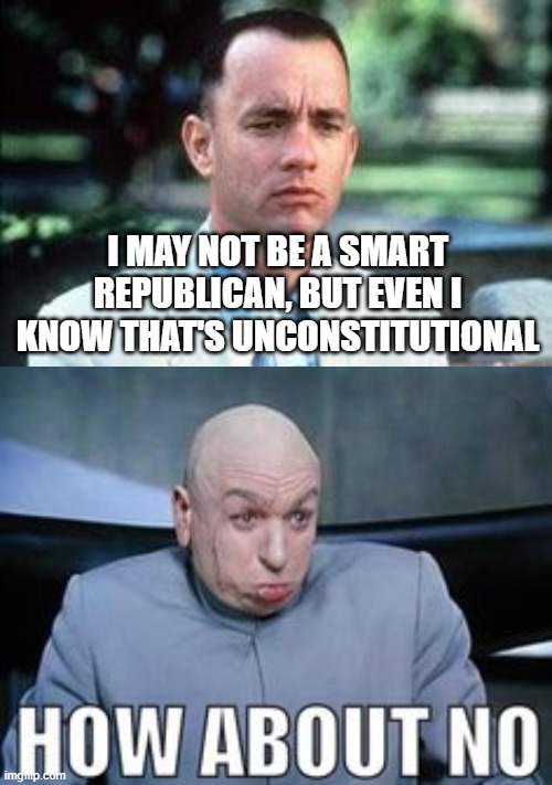 I MAY NOT BE A SMART REPUBLICAN, BUT EVEN I KNOW THAT'S UNCONSTITUTIONAL | made w/ Imgflip meme maker