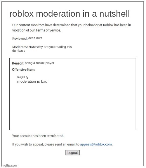 roblox moderation be like 4 - Imgflip