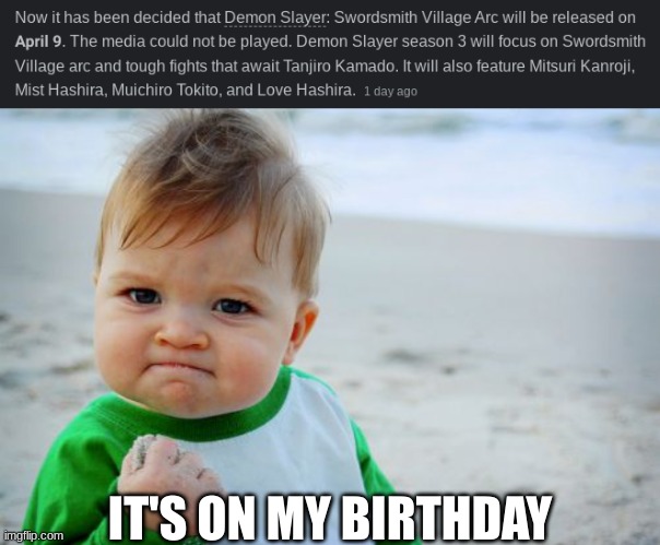 IT'S ON MY BIRTHDAY | image tagged in memes,success kid original | made w/ Imgflip meme maker