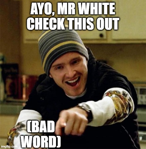 Jesse Pinkman | AYO, MR WHITE CHECK THIS OUT (BAD WORD) | image tagged in jesse pinkman | made w/ Imgflip meme maker