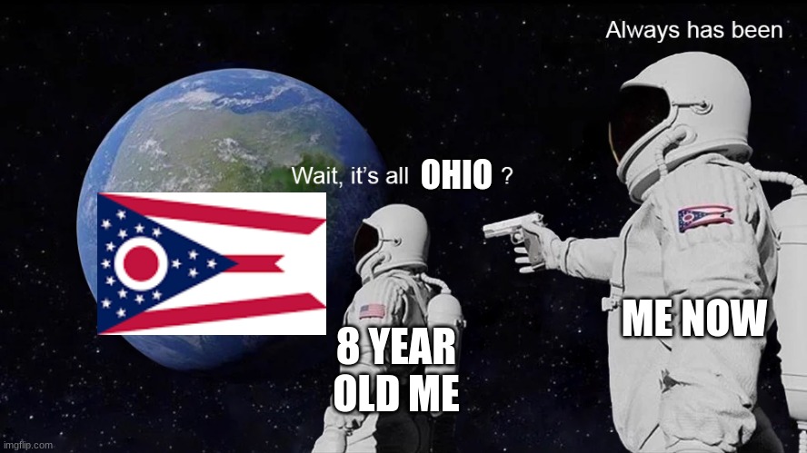 SWAG DOWN IN OHIO ITS ALL OHIO | OHIO; ME NOW; 8 YEAR OLD ME | image tagged in wait its all | made w/ Imgflip meme maker
