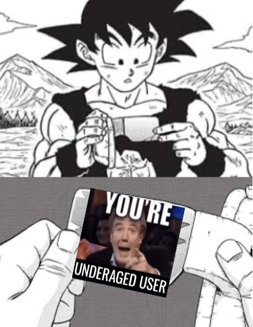 You're underaged user goku edition Blank Meme Template