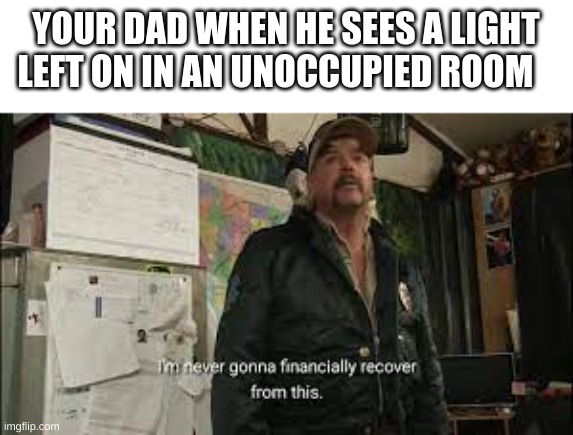 Welp... | YOUR DAD WHEN HE SEES A LIGHT LEFT ON IN AN UNOCCUPIED ROOM | image tagged in money,aaaaand its gone | made w/ Imgflip meme maker