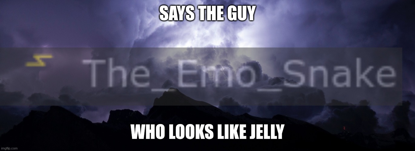 finally i made one/ sorry emo snake for using u as an example (ok not that sorry) | SAYS THE GUY; WHO LOOKS LIKE JELLY | made w/ Imgflip meme maker
