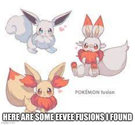 10/10 fusions <3 | HERE ARE SOME EEVEE FUSIONS I FOUND | image tagged in fusions,eevee | made w/ Imgflip meme maker