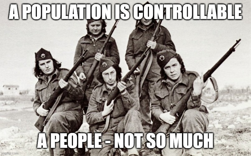 A POPULATION IS CONTROLLABLE; A PEOPLE - NOT SO MUCH | image tagged in memes | made w/ Imgflip meme maker