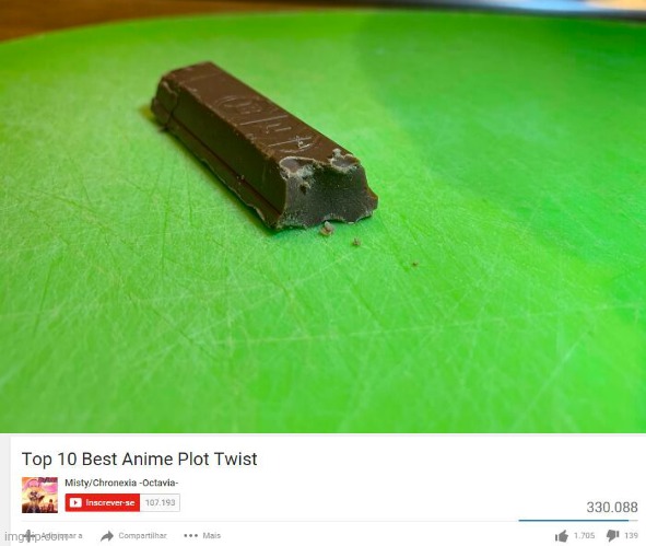 KitKat without wafers | image tagged in top 10 anime plot twists,memes,kitkat,plot twist,candy,meme | made w/ Imgflip meme maker