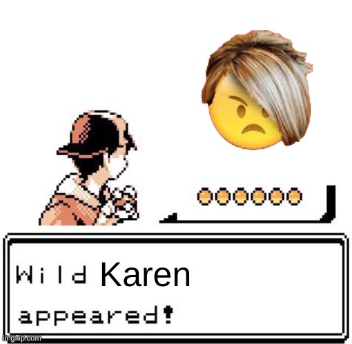 Pov: your in walmart | Karen | image tagged in blank wild pokemon appears,omg karen | made w/ Imgflip meme maker