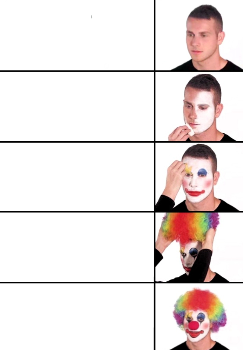 High Quality Clown Applying Makeup Blank Meme Template