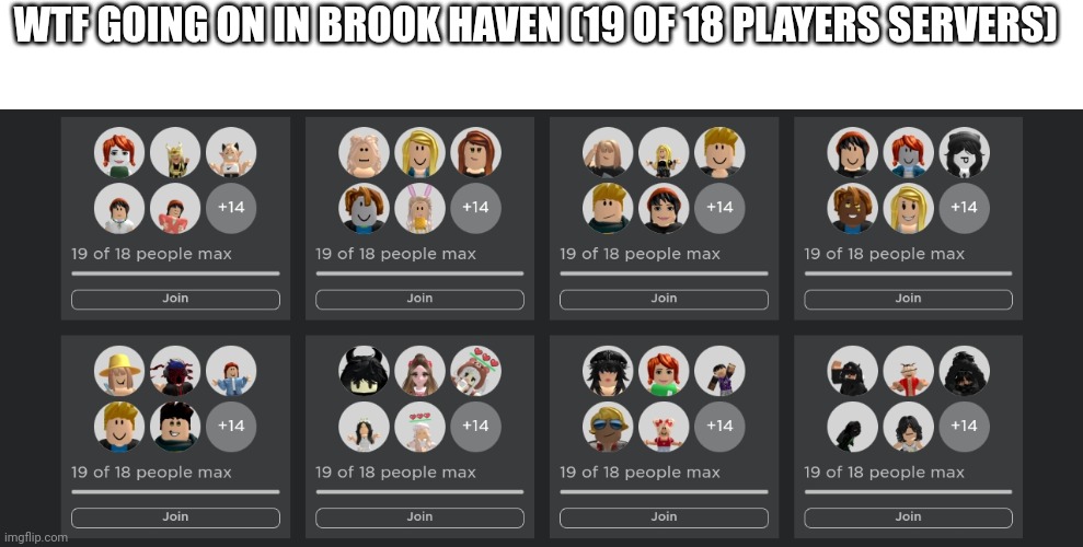 WTF GOING ON IN BROOK HAVEN (19 OF 18 PLAYERS SERVERS) | made w/ Imgflip meme maker