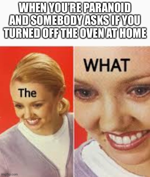 Oh shoot- | WHEN YOU’RE PARANOID AND SOMEBODY ASKS IF YOU TURNED OFF THE OVEN AT HOME | image tagged in memes,arson,i forgot | made w/ Imgflip meme maker