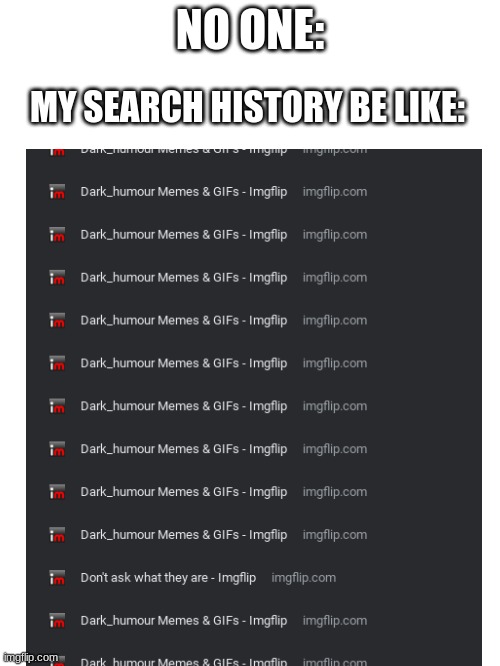NO ONE:; MY SEARCH HISTORY BE LIKE: | image tagged in dark humor,search history,idk,why are you reading the tags | made w/ Imgflip meme maker