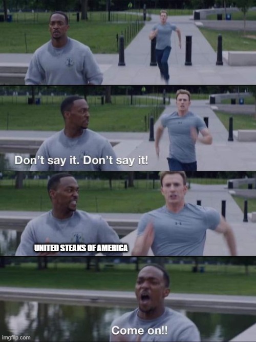 dont say it | UNITED STEAKS OF AMERICA | image tagged in dont say it | made w/ Imgflip meme maker