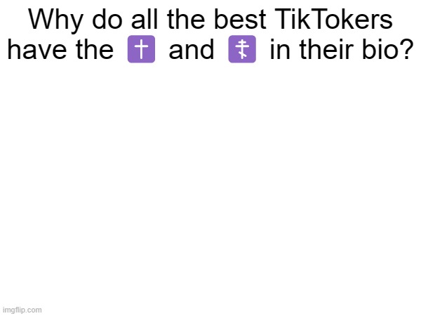 Why do all the best TikTokers have the ✝️ and ☦️ in their bio? | made w/ Imgflip meme maker