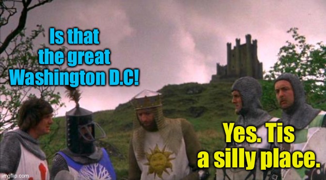 monty python tis a silly place | Is that the great Washington D.C! Yes. Tis a silly place. | image tagged in monty python tis a silly place | made w/ Imgflip meme maker