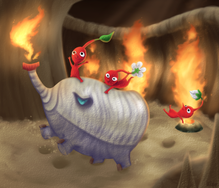 High Quality Red Pikmin & Fiery Blowhog Blank Meme Template