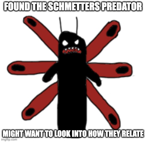 FOUND THE SCHMETTERS PREDATOR; MIGHT WANT TO LOOK INTO HOW THEY RELATE | made w/ Imgflip meme maker