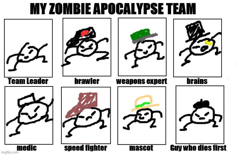 bobs | image tagged in my zombie apocalypse team | made w/ Imgflip meme maker