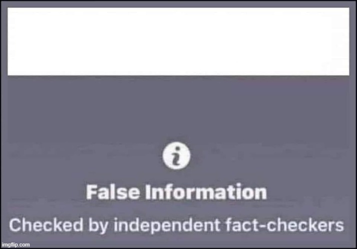 false information checked by independent fact-checkers | image tagged in false information checked by independent fact-checkers | made w/ Imgflip meme maker