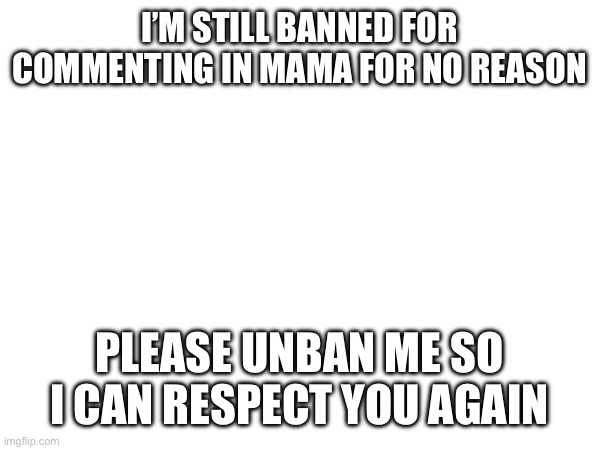 Pls | I’M STILL BANNED FOR COMMENTING IN MAMA FOR NO REASON; PLEASE UNBAN ME SO I CAN RESPECT YOU AGAIN | image tagged in why did you do this to me | made w/ Imgflip meme maker