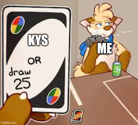 furry or draw 25 | ME; KYS | image tagged in furry or draw 25 | made w/ Imgflip meme maker