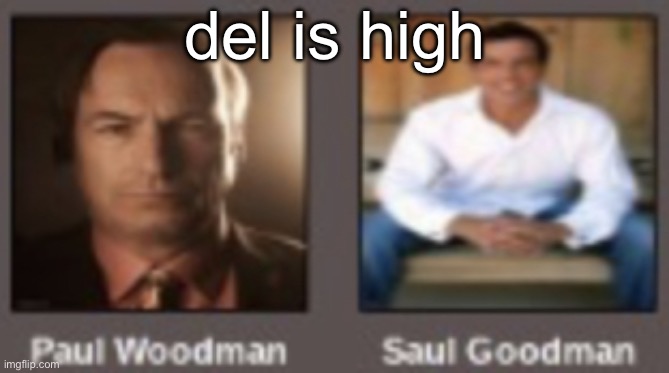 paul vs saul | del is high | image tagged in paul vs saul | made w/ Imgflip meme maker