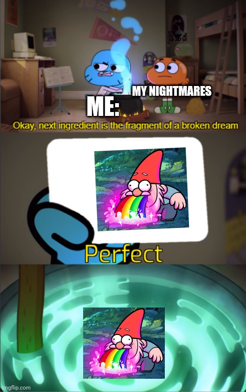 It's time to create the perfect nightmare | MY NIGHTMARES; ME: | image tagged in perfect | made w/ Imgflip meme maker
