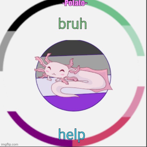 wah | bruh; help | image tagged in -potato- axolotl asexual announcement | made w/ Imgflip meme maker