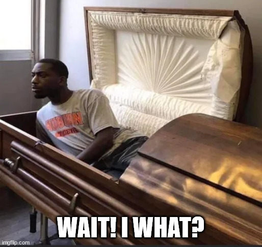 Coffin | WAIT! I WHAT? | image tagged in coffin | made w/ Imgflip meme maker