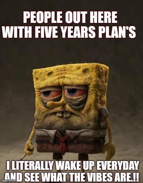 Vibes | PEOPLE OUT HERE WITH FIVE YEARS PLAN'S; I LITERALLY WAKE UP EVERYDAY AND SEE WHAT THE VIBES ARE.!! | image tagged in gaming | made w/ Imgflip meme maker