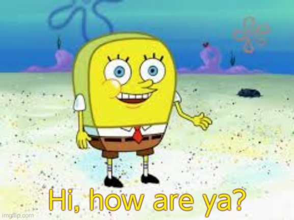 Normal spongebob | Hi, how are ya? | image tagged in normal spongebob | made w/ Imgflip meme maker