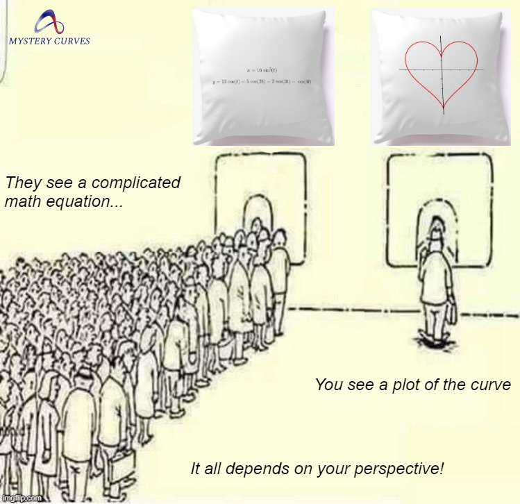 The heart of mathematics | They see a complicated 
math equation... You see a plot of the curve; It all depends on your perspective! | image tagged in queue meme,mathematics,maths,physics,calculus,memes | made w/ Imgflip meme maker