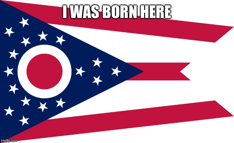 fr fr | I WAS BORN HERE | image tagged in ohio flag | made w/ Imgflip meme maker