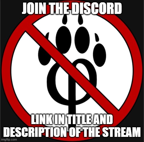 https://discord.gg/KYxJP2xx | JOIN THE DISCORD; LINK IN TITLE AND DESCRIPTION OF THE STREAM | image tagged in antifur logo,discord | made w/ Imgflip meme maker
