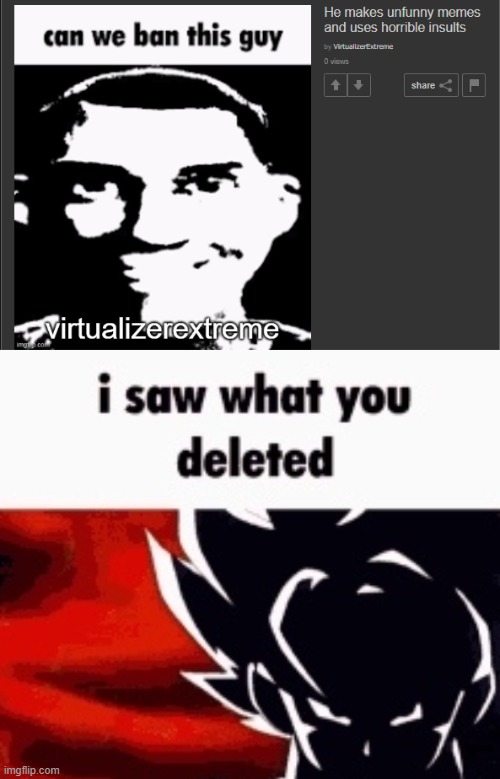 Look at the person who posted the deleted post | image tagged in i saw what you deleted | made w/ Imgflip meme maker
