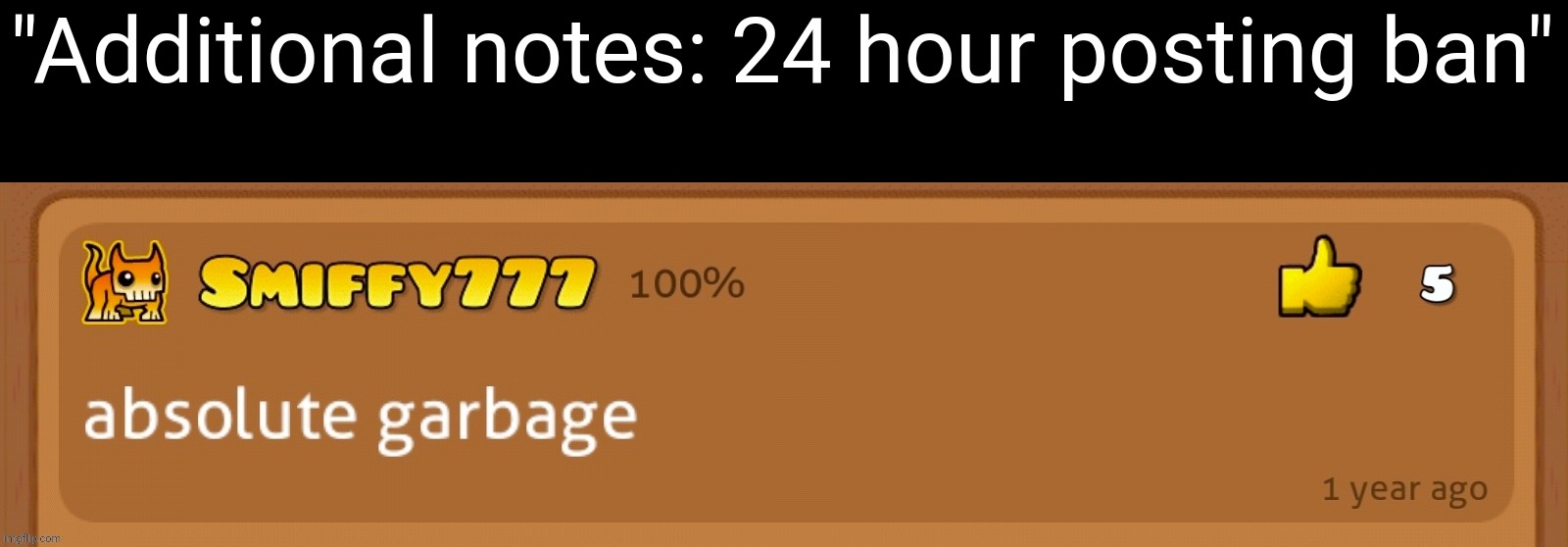 Look, I know you should follow the ToS, but 24 hours is too much. | "Additional notes: 24 hour posting ban" | image tagged in absolute garbage,imgflip | made w/ Imgflip meme maker