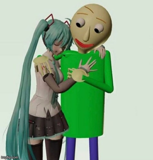 Image title (virtualizer note: i regret watching baldi's basics videos) (Heaven note: Baldi x Miku comfirmed) | made w/ Imgflip meme maker
