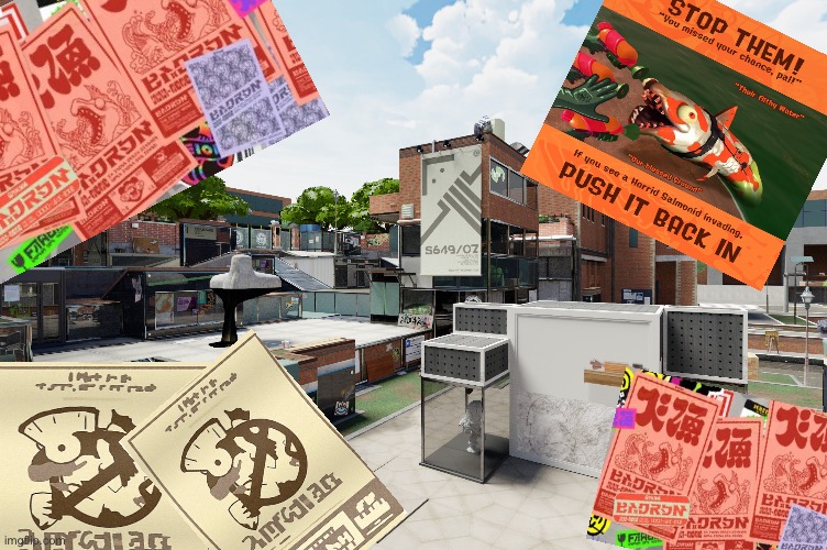 INKBLOT ART ACADEMY IS UNDER ATTACK BY THE SALMONIDS! GET TO GRIZZCO INDUSTRIES AND PUSH THOSE FISHY FOLKS BACK FROM WHERE THEY  | image tagged in splatoon | made w/ Imgflip meme maker