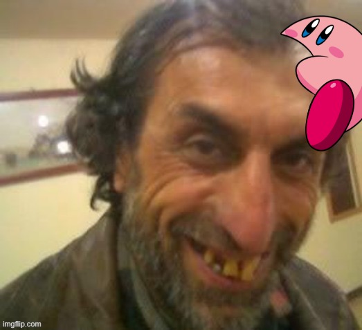 kirby eating ugly man | image tagged in ugly man | made w/ Imgflip meme maker