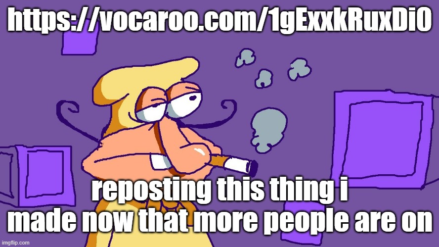 Noise du purple carré | https://vocaroo.com/1gExxkRuxDi0; reposting this thing i made now that more people are on | image tagged in noise du purple carr | made w/ Imgflip meme maker