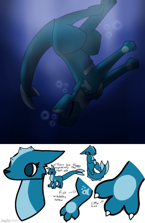 Welcome Aqua! The oc given to me by Devildark. Le sea doggie | image tagged in time taken- 3h 10min | made w/ Imgflip meme maker