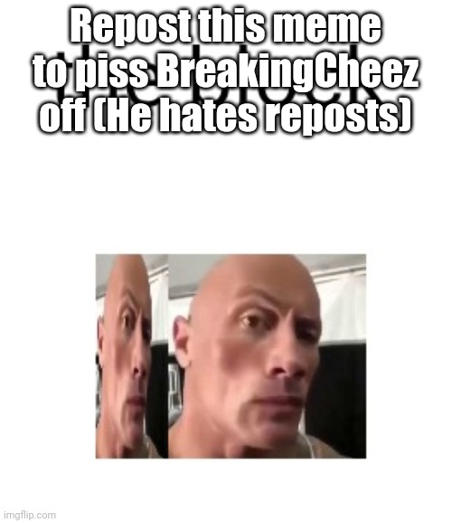 the block | Repost this meme to piss BreakingCheez off (He hates reposts) | image tagged in the block | made w/ Imgflip meme maker